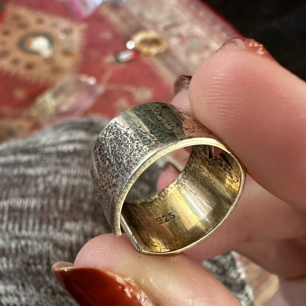 Stamped sterling silver star ring (adjustable) - Picture 3 of 5